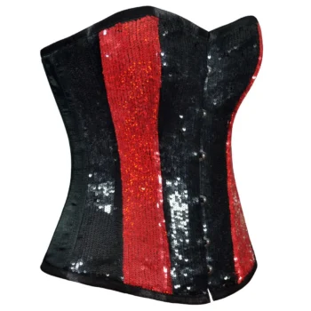 Black Red Sequin Corset waisttraine.com