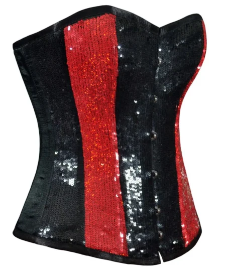 Black Red Sequin Corset waisttraine.com