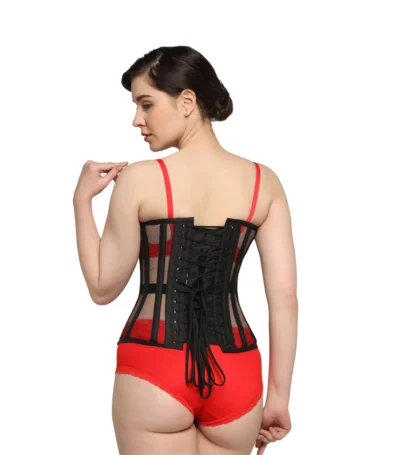 Black Mesh Overbust Corset waisttraine.com