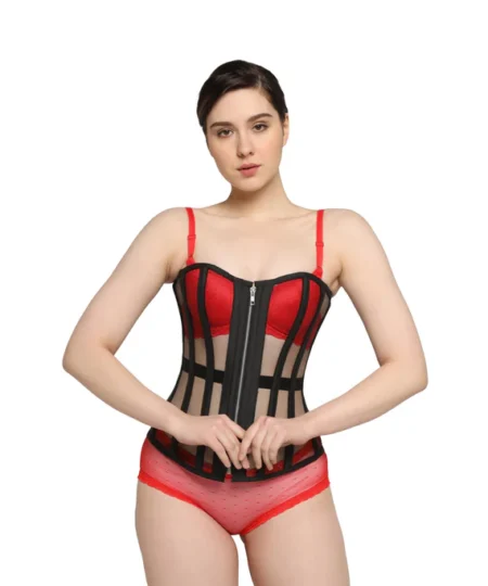 Black Mesh Overbust Corset waisttraine.com