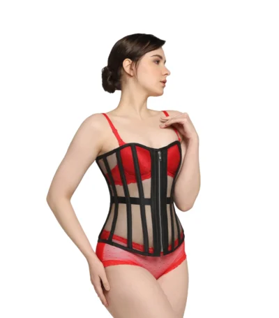 Black Mesh Overbust Corset waisttraine.com