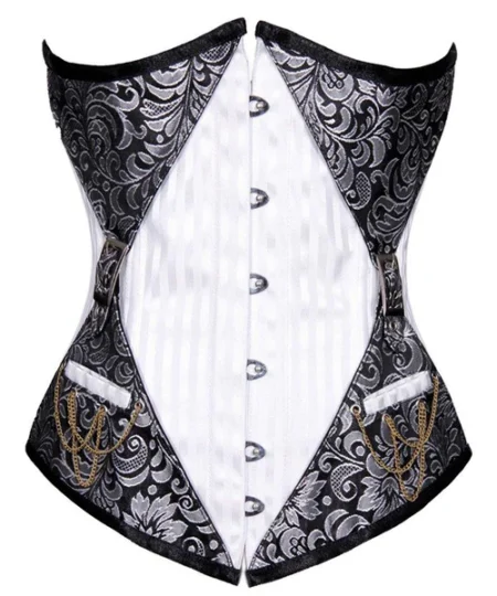 Authentic Steel Boned Brocade Corset waisttraine.com