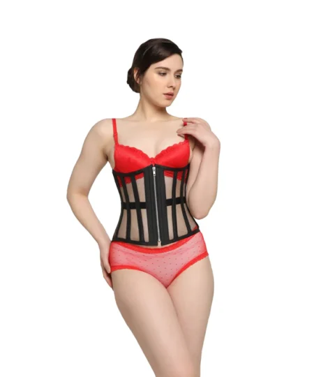 Black Mesh Waist Reducing Corset waisttraine.com