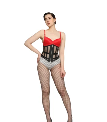 Black Mesh Underbust Corset waisttraine.com