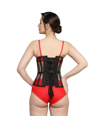 Black Mesh Longline Corset waisttraine.com