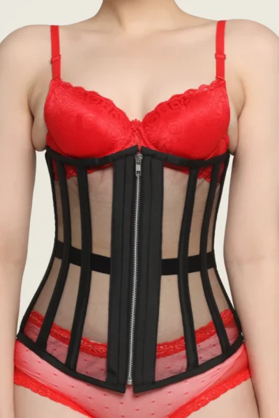 Black Mesh Waist Reducing Corset waisttraine.com