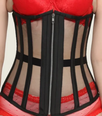 Black Mesh Longline Corset waisttraine.com
