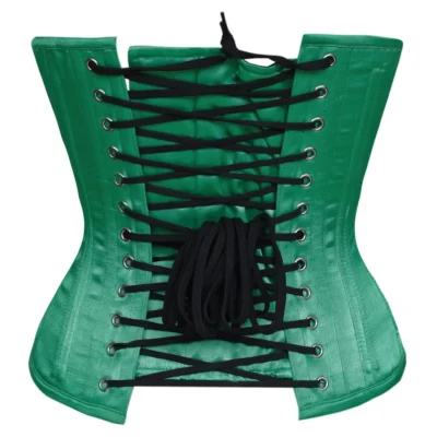 Underbust Waist Training Green Satin Corset waisttraine.com