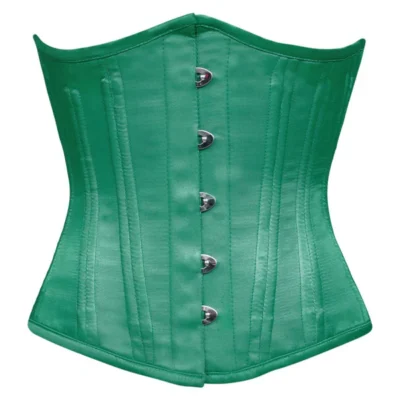 Underbust Waist Training Green Satin Corset waisttraine.com