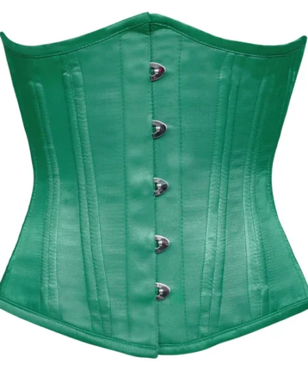 Underbust Waist Training Green Satin Corset waisttraine.com