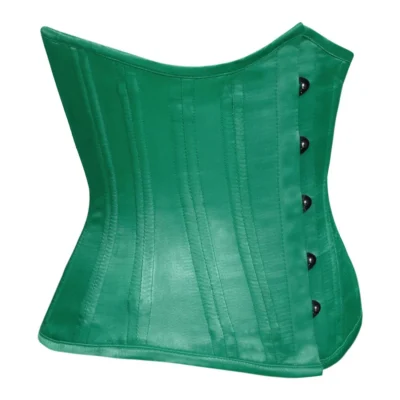Underbust Waist Training Green Satin Corset waisttraine.com