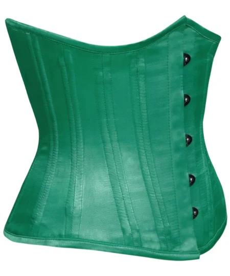 Underbust Waist Training Green Satin Corset waisttraine.com