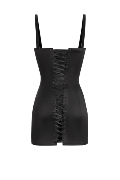 Satin Corset Dress With Transparent Sides waisttraine.com