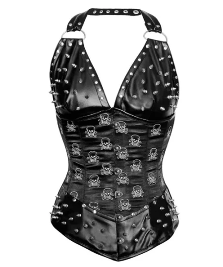 Black Leather Steampunk Corset waisttraine.com