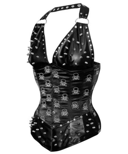 Black Leather Steampunk Corset waisttraine.com
