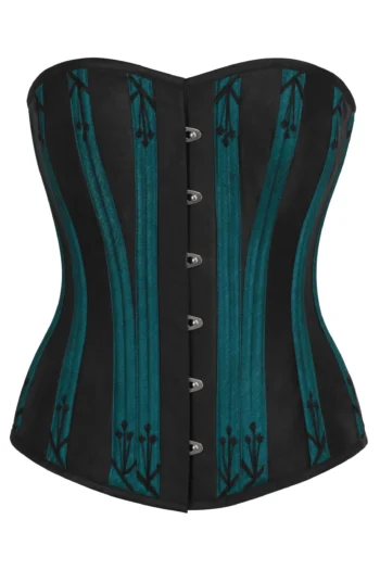 Black and Teal Corset with Flossing