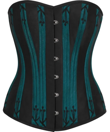 Black and Teal Corset with Flossing