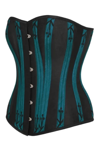 Black and Teal Corset with Flossing