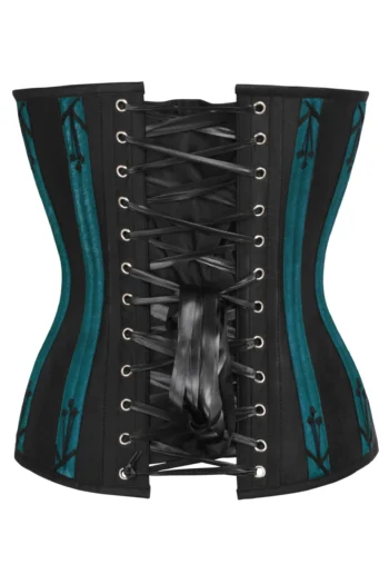 Black and Teal Corset with Flossing