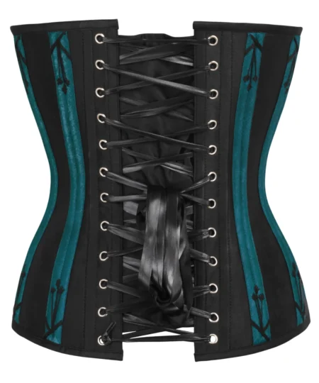 Black and Teal Corset with Flossing