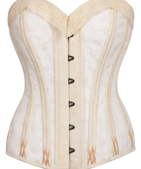 White and Gold Corset with Lace and Flossing