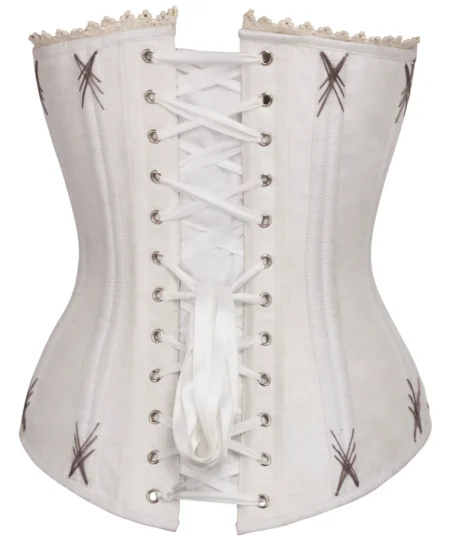 White Overbust Corset with Flossing