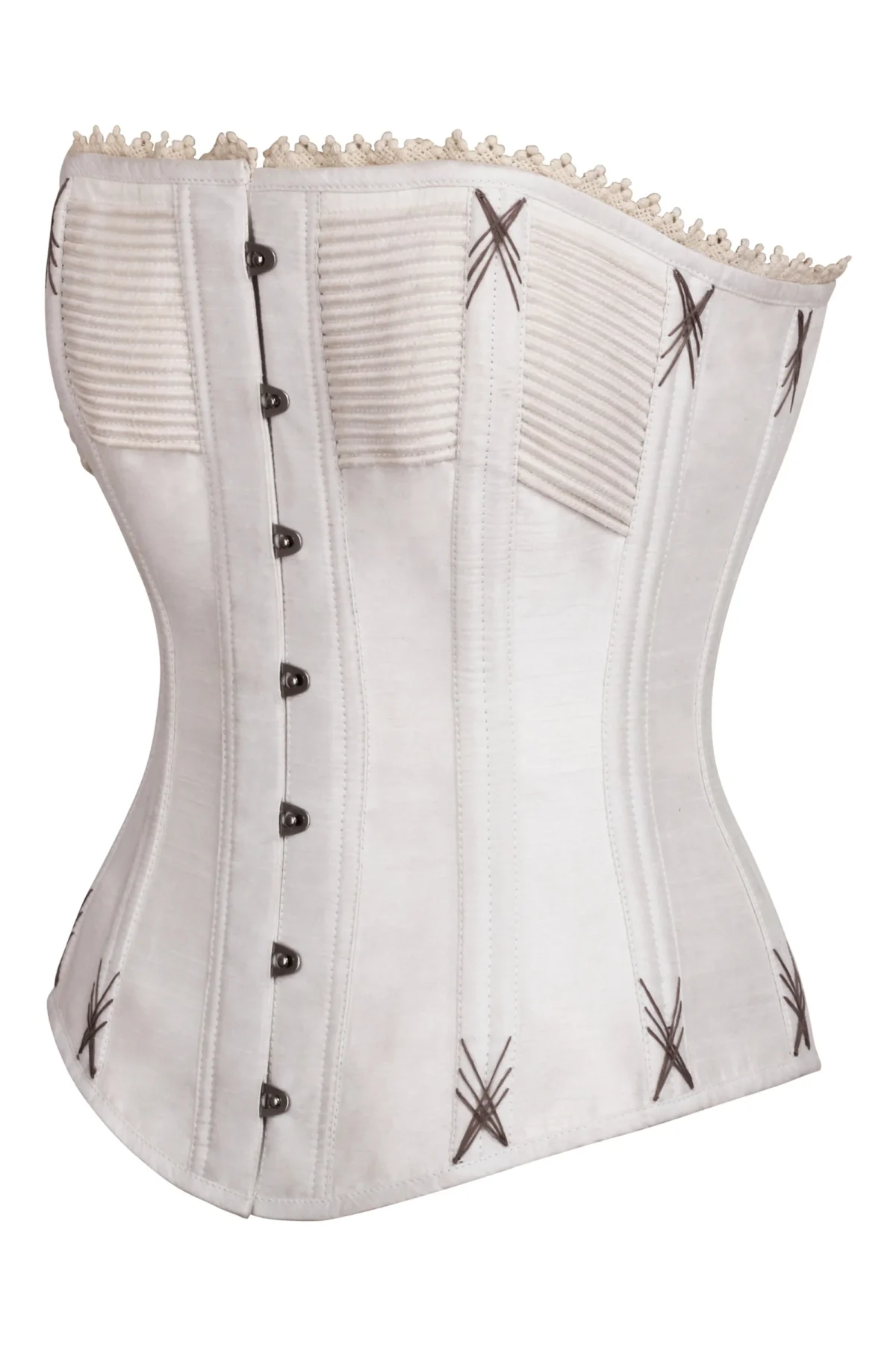 White Overbust Corset with Flossing