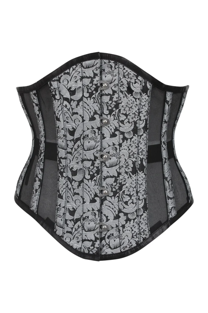Brocade Waspie Corset with Mesh Panels