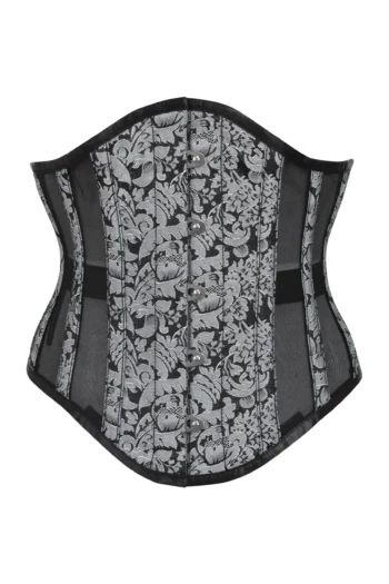 Brocade Waspie Corset with Mesh Panels