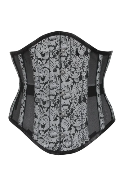 Brocade Waspie Corset with Mesh Panels