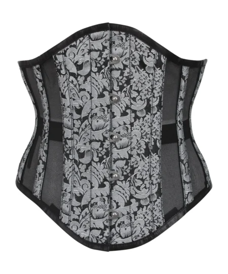 Brocade Waspie Corset with Mesh Panels