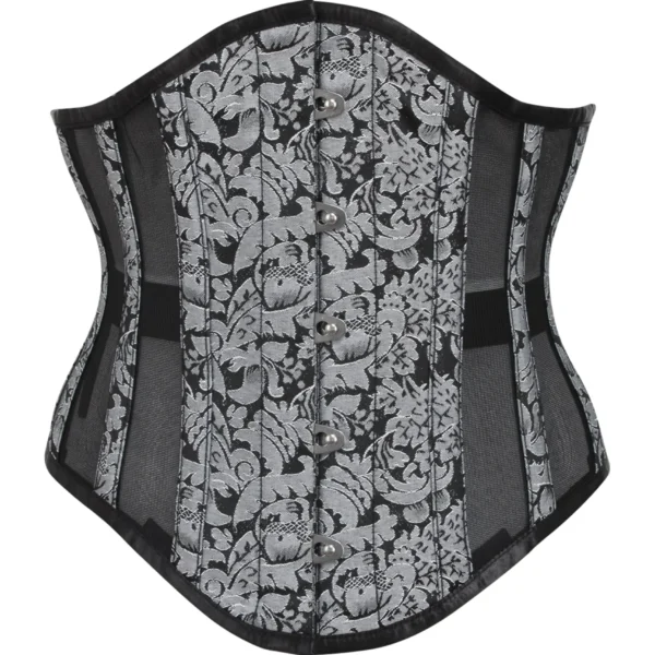 Brocade Waspie Corset with Mesh Panels