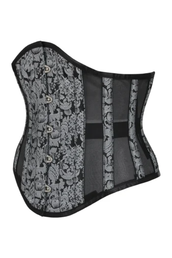 Brocade Waspie Corset with Mesh Panels