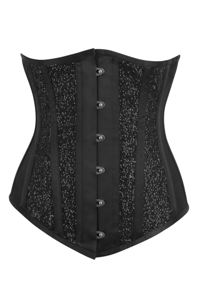 Black Mesh Corset Sequin Longline Underbust