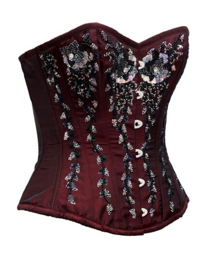 Embroidery Satin Overbust Corset waisttraine.com