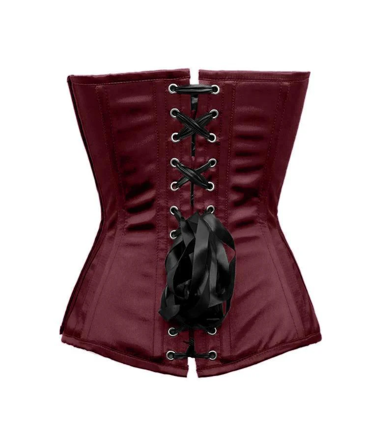 Satin Embroidered Overbust Corset waisttraine.com