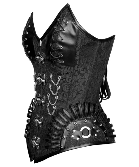 Black Steampunk Leather Corset waisttraine.com