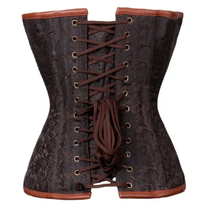 Brown Leather Steampunk Corset waisttraine.com