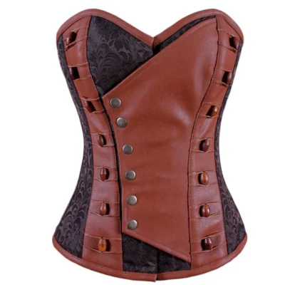 Brown Leather Steampunk Corset waisttraine.com