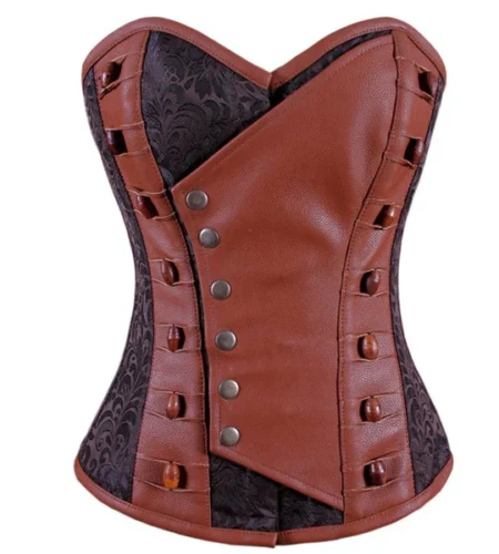 Brown Leather Steampunk Corset waisttraine.com