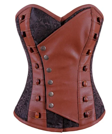 Brown Leather Steampunk Corset waisttraine.com
