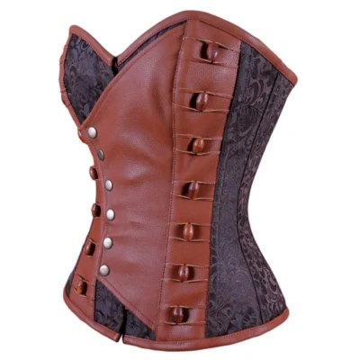 Brown Leather Steampunk Corset waisttraine.com