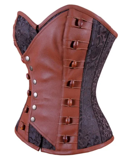 Brown Leather Steampunk Corset waisttraine.com