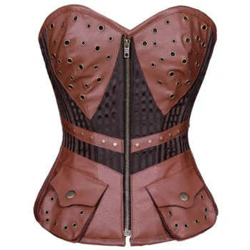 Steampunk Brown Leather Corset waisttraine.com