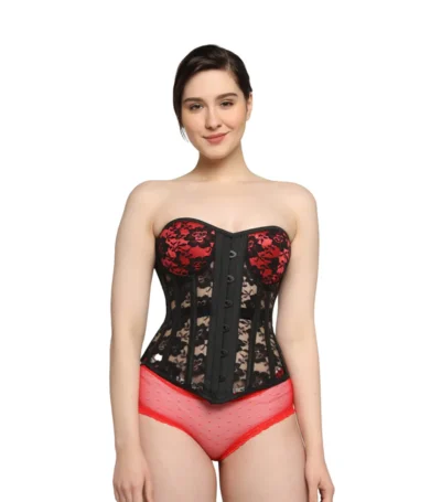 Black Net Overbust Corset waisttraine.com