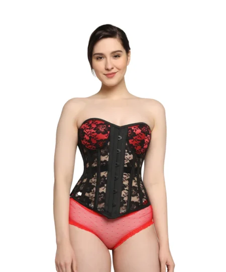 Black Net Overbust Corset waisttraine.com