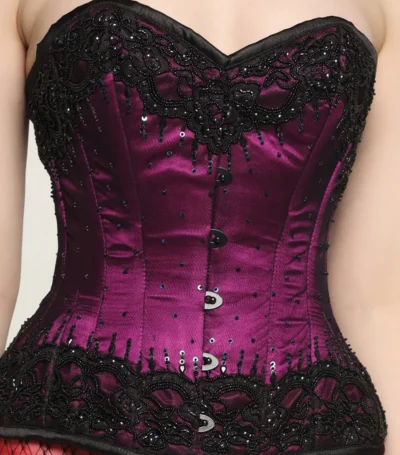 Black Embroidery Overbust corset waisttraine.com