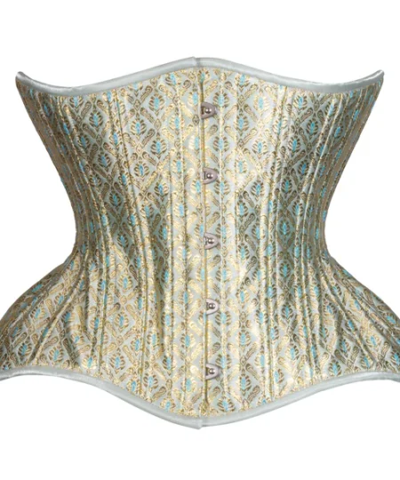 Blue Brocade Underbust Corset waisttraine.com