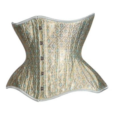 Blue Brocade Underbust Corset waisttraine.com