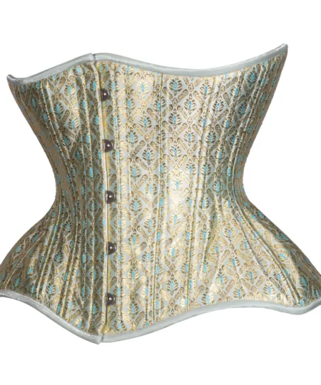 Blue Brocade Underbust Corset waisttraine.com